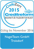 CrefoZert 2015 - Creditreform Bonitätszertifikat NagelTeam GmbH